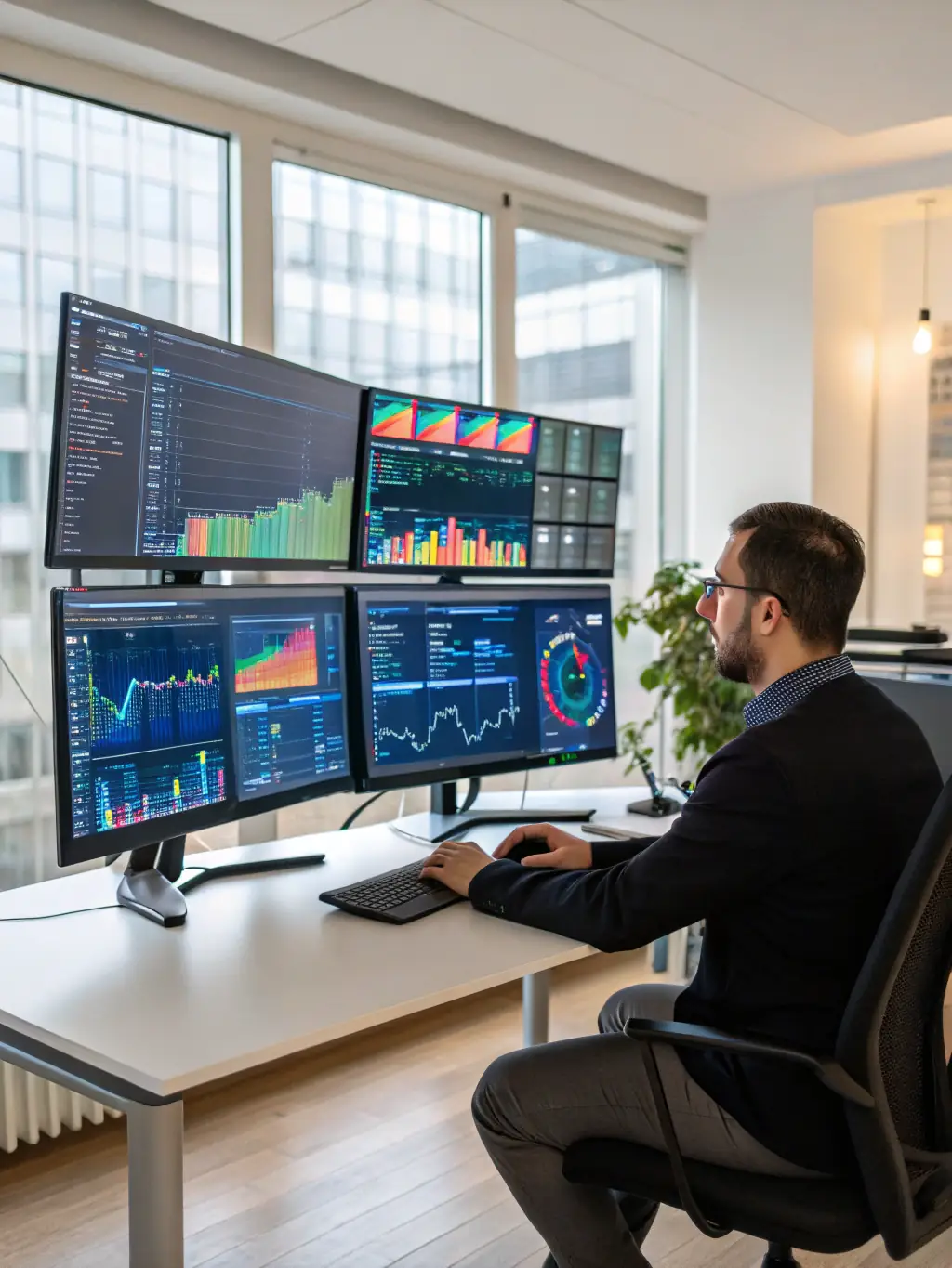 A data scientist visualizing complex data sets, showcasing Medi Solutions LLC's ability to provide actionable insights through data analytics.