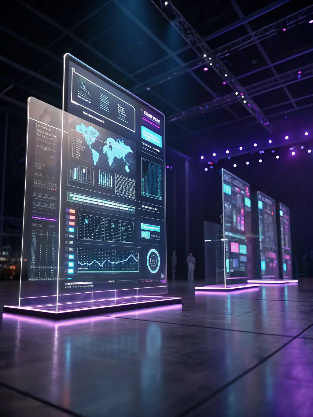 A futuristic interface displaying AI algorithms and machine learning models, illustrating the cutting-edge technology used in our solutions.